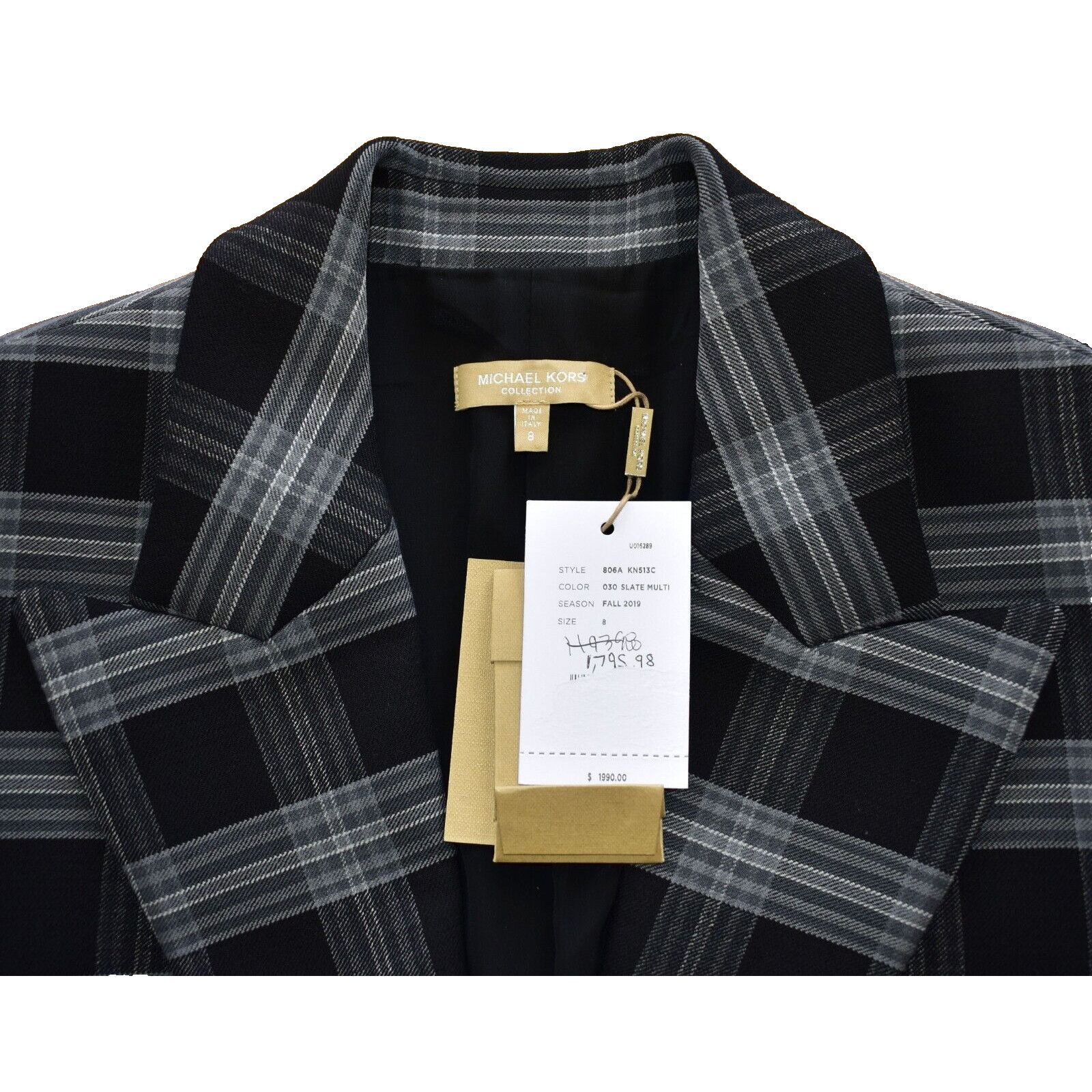Michael Kors NWT MICHAEL KORS Slate Plaid Wool Ruched Sleeves Jacket Sz 8 Size M / US 6-8 / IT 42-44 - 5 Thumbnail