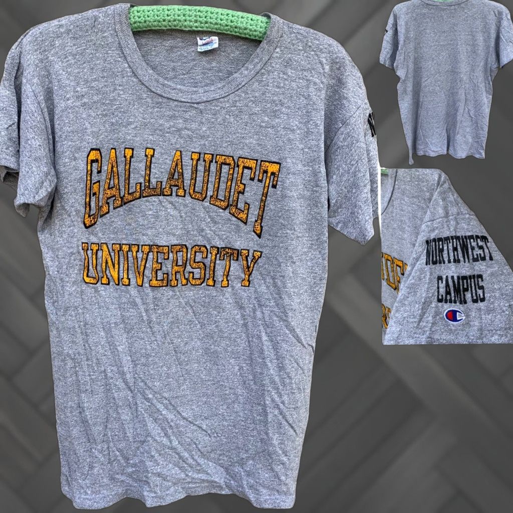 Champion VINTAGE Champion T-Shirt Northwest Campus Gallaudet University 80s Logo Graphic Men L Gray Short Sleeve Size US L / EU 52-54 / 3 - 1 Thumbnail