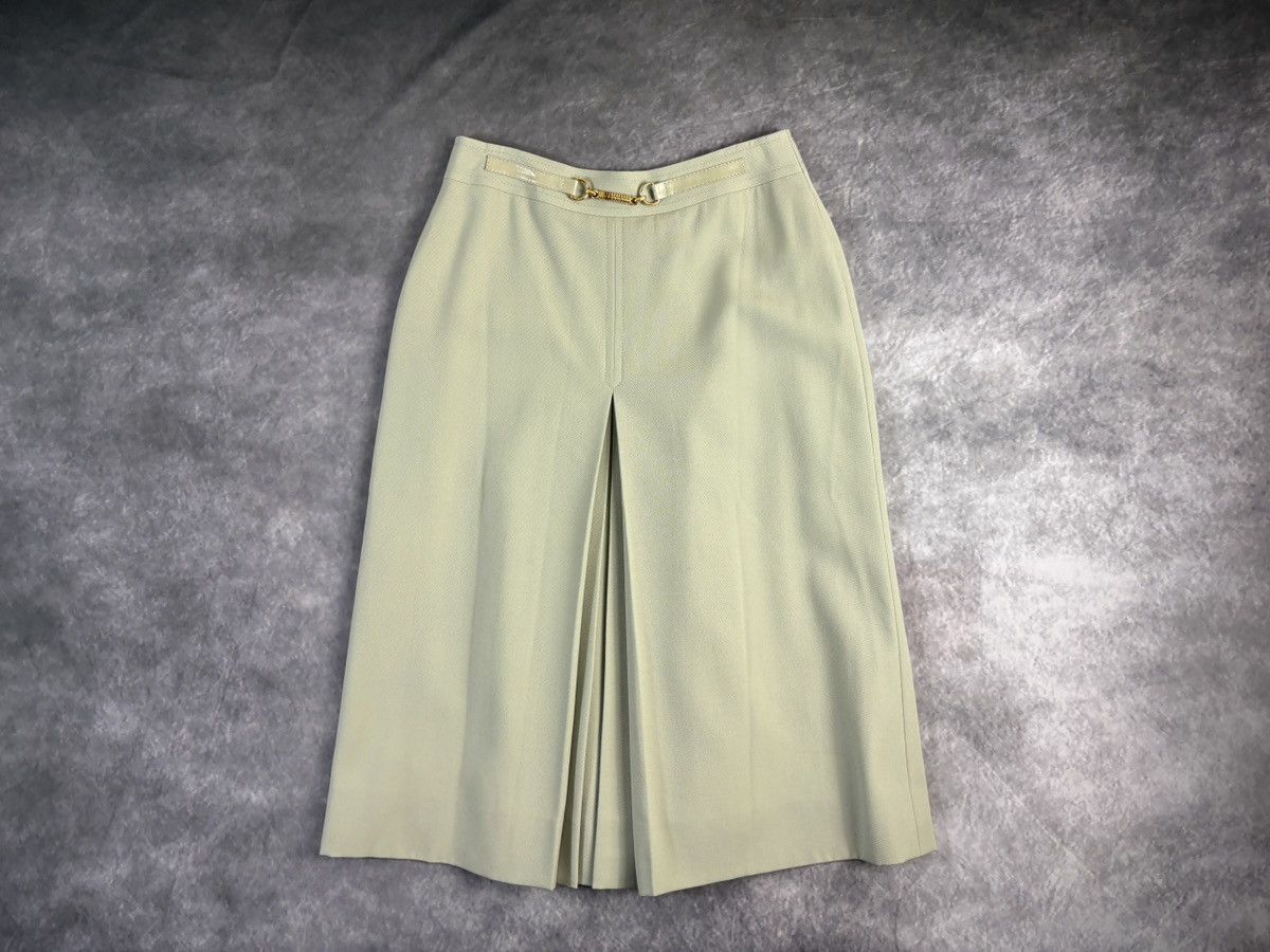 Celine × Vintage 1970s Celine Skirt Vintage Wool Maxi Pistachio Horsebit Gold Size 28" / US 6 / IT 42 - 23 Thumbnail