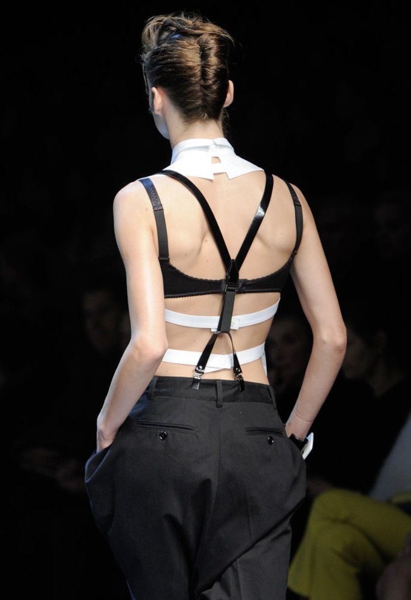 image of Dolce Gabbana Fall11 Runway Cut Out Back Tuxedo Shirt in White, Women's (Size XS)