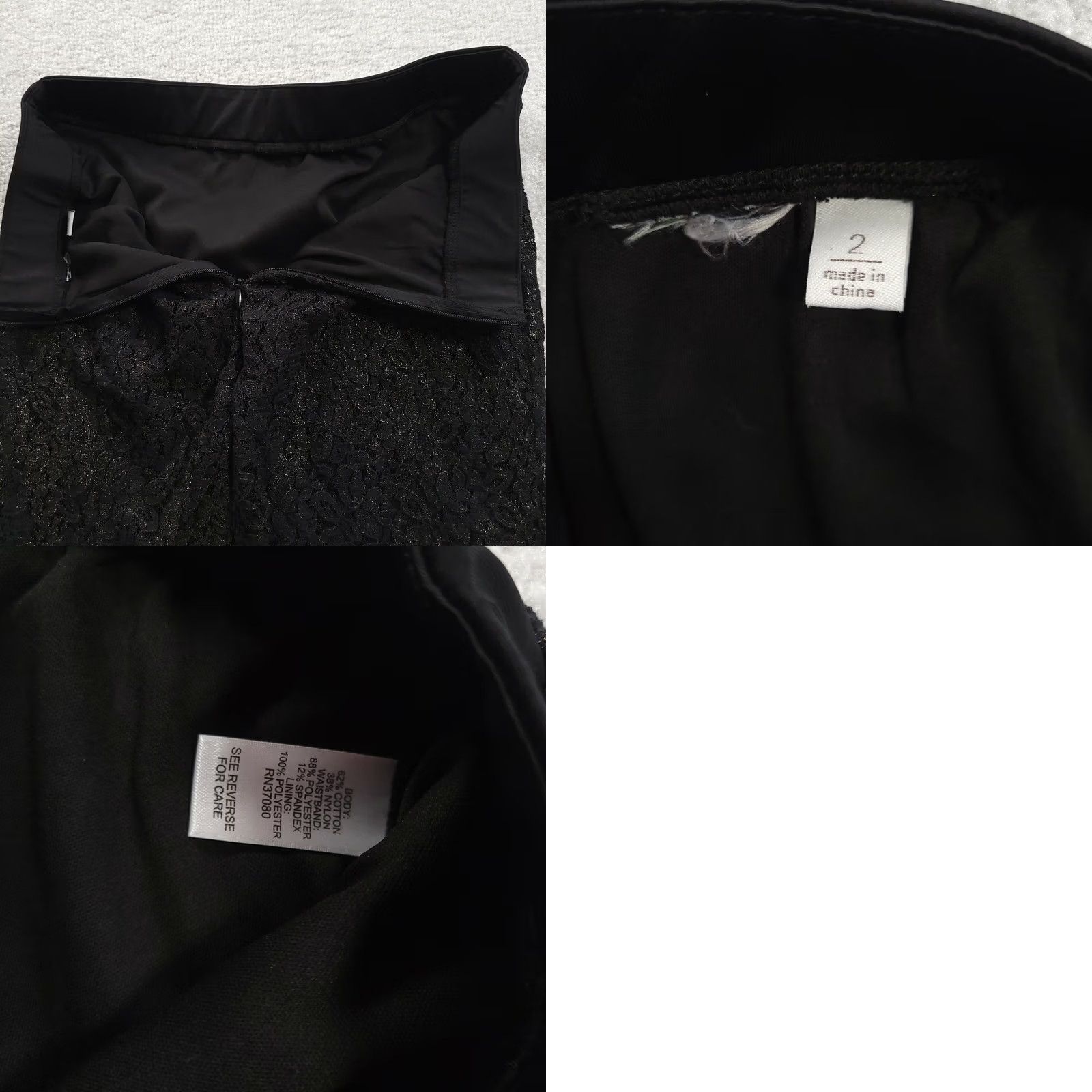 Vintage VINTAGE Women's Cato Size 2 Black/Gold Floral Lace Skirt Size 26" / US 2 / IT 38 - 8 Thumbnail