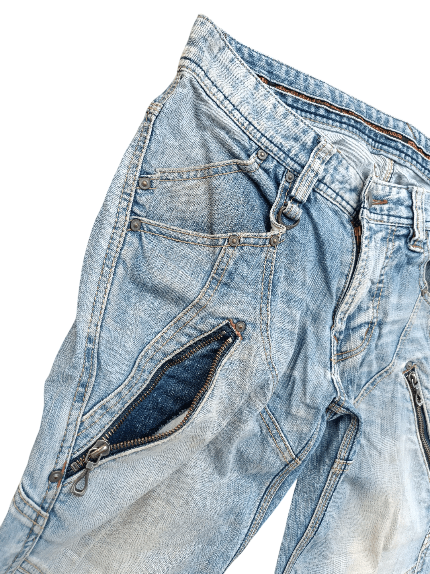 Japanese Brand Nicole Club For Men Multi Pocket Flared Jeans Size US 30 / EU 46 - 7 Thumbnail