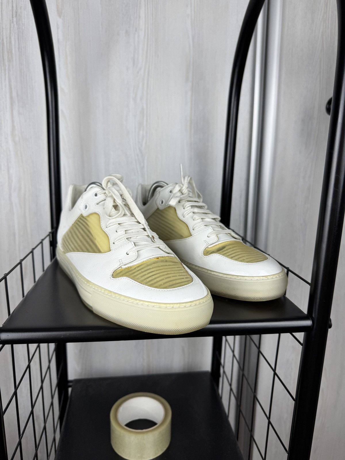 Balenciaga MENS BALENCIAGA WHITE LEATHER LACE-UP SNEAKERS EU 42 341772 Size US 9 / EU 42 - 4 Thumbnail