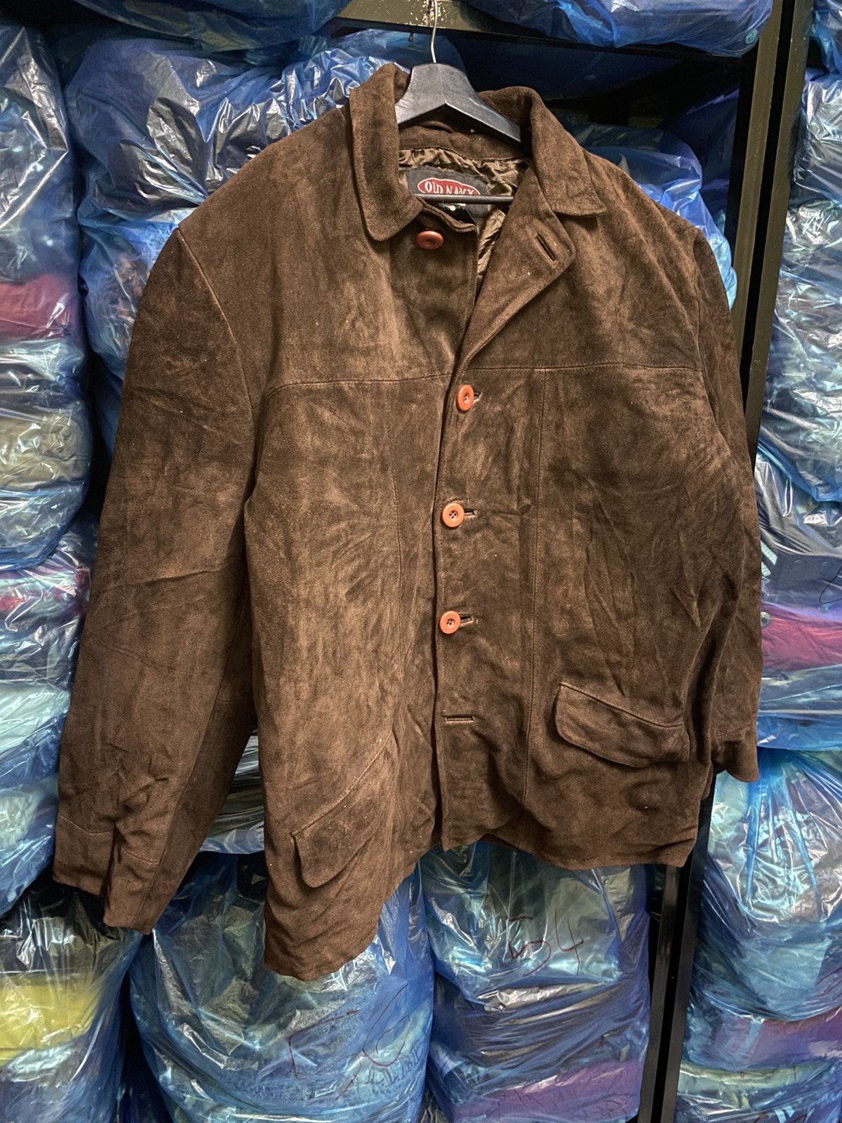 Old Navy Vintage Old Navy Brown Genuine Suede Leather Button Jacket Size US L / EU 52-54 / 3 - 3 Thumbnail
