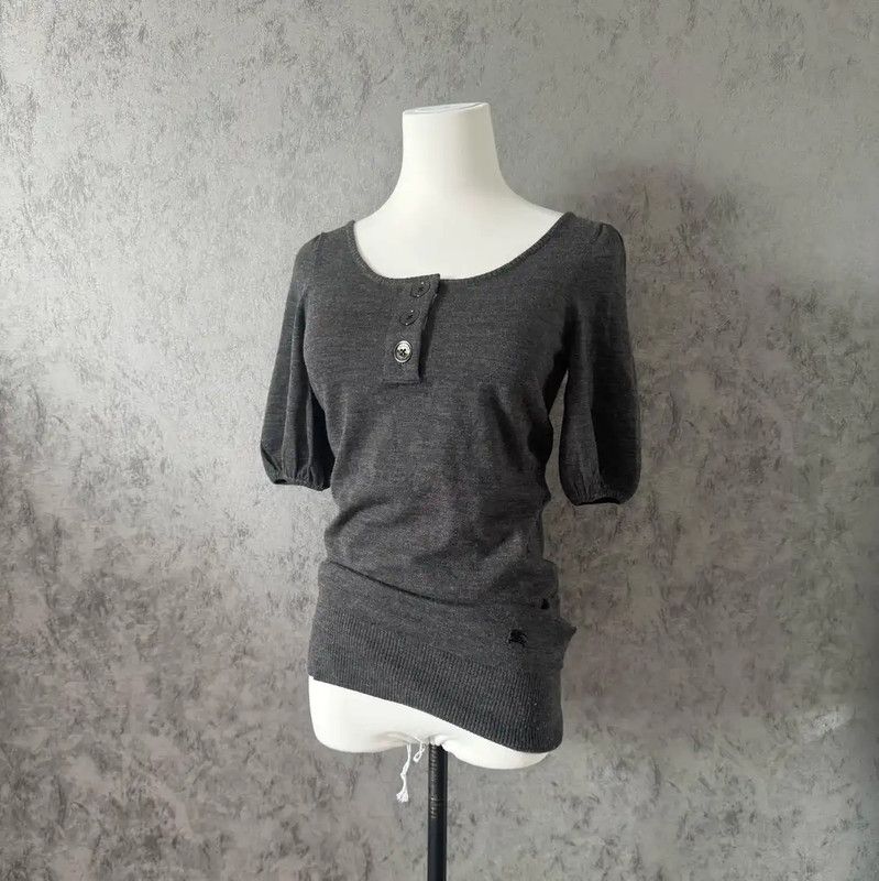 Burberry Burberry Gray Wool Short Sleeve T-Shirt Size M / US 6-8 / IT 42-44 - 1 Thumbnail