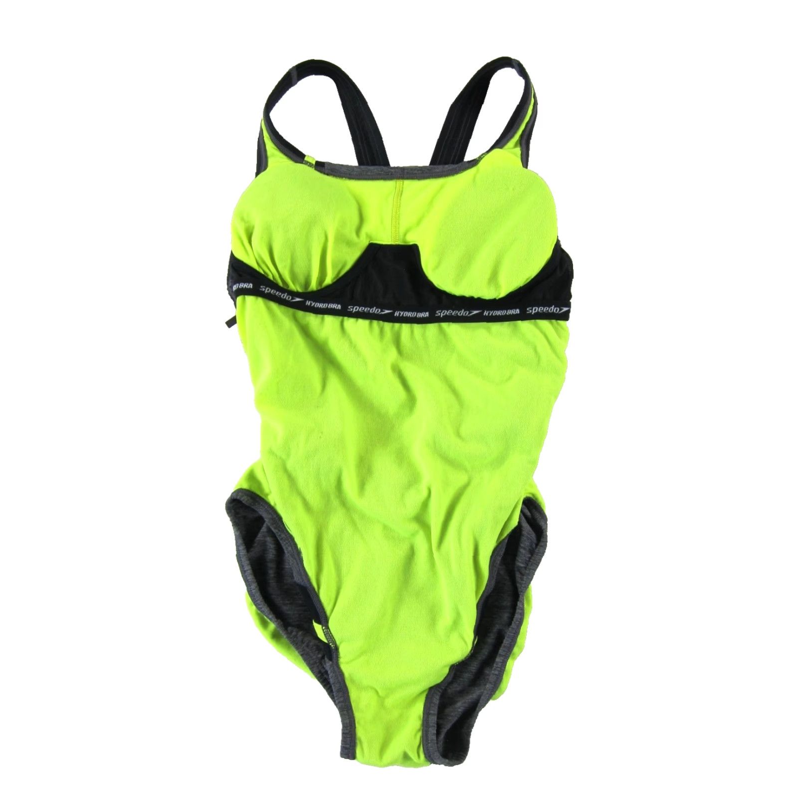 Speedo Speedo Grey Black Neon Green Racerback Hydro Bra Team One Piece Swimsuit Women 6 Size ONE SIZE - 5 Thumbnail