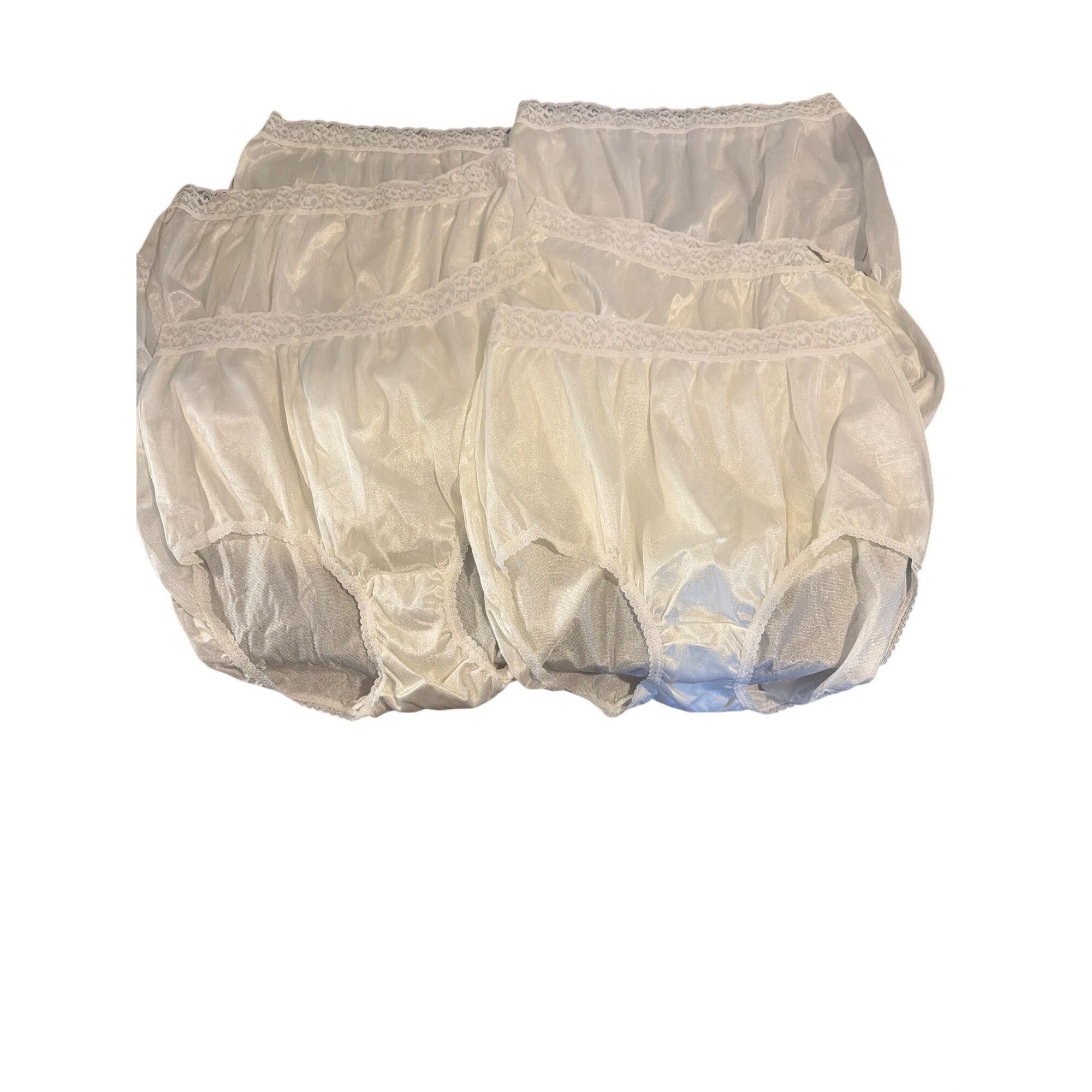 VTG 6 Pair Hanes Her Way White Nylon Full Briefs Panties Lac, Women's