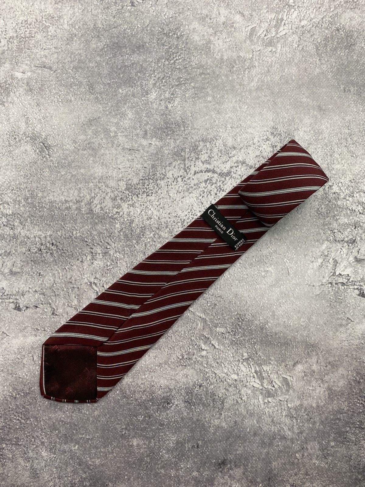 Christian Dior Monsieur Vintage Christian Dior Paris Striped Silk Tie Luxury France Size ONE SIZE - 3 Thumbnail