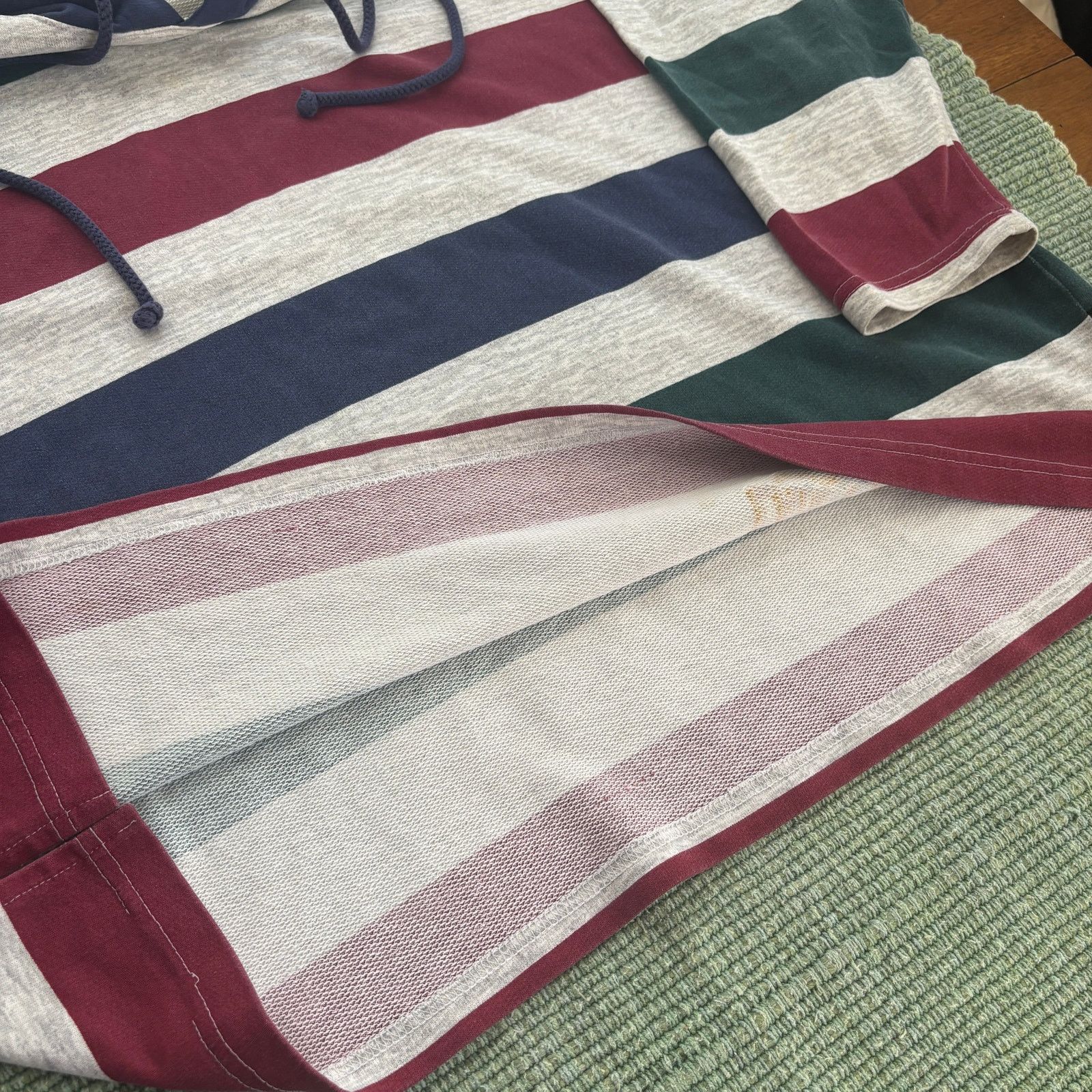 Vintage Vintage LATTE Striped Cotton 80s 90s Hooded Sweatshirt Sz XL Size XL / US 12-14 / IT 48-50 - 5 Thumbnail