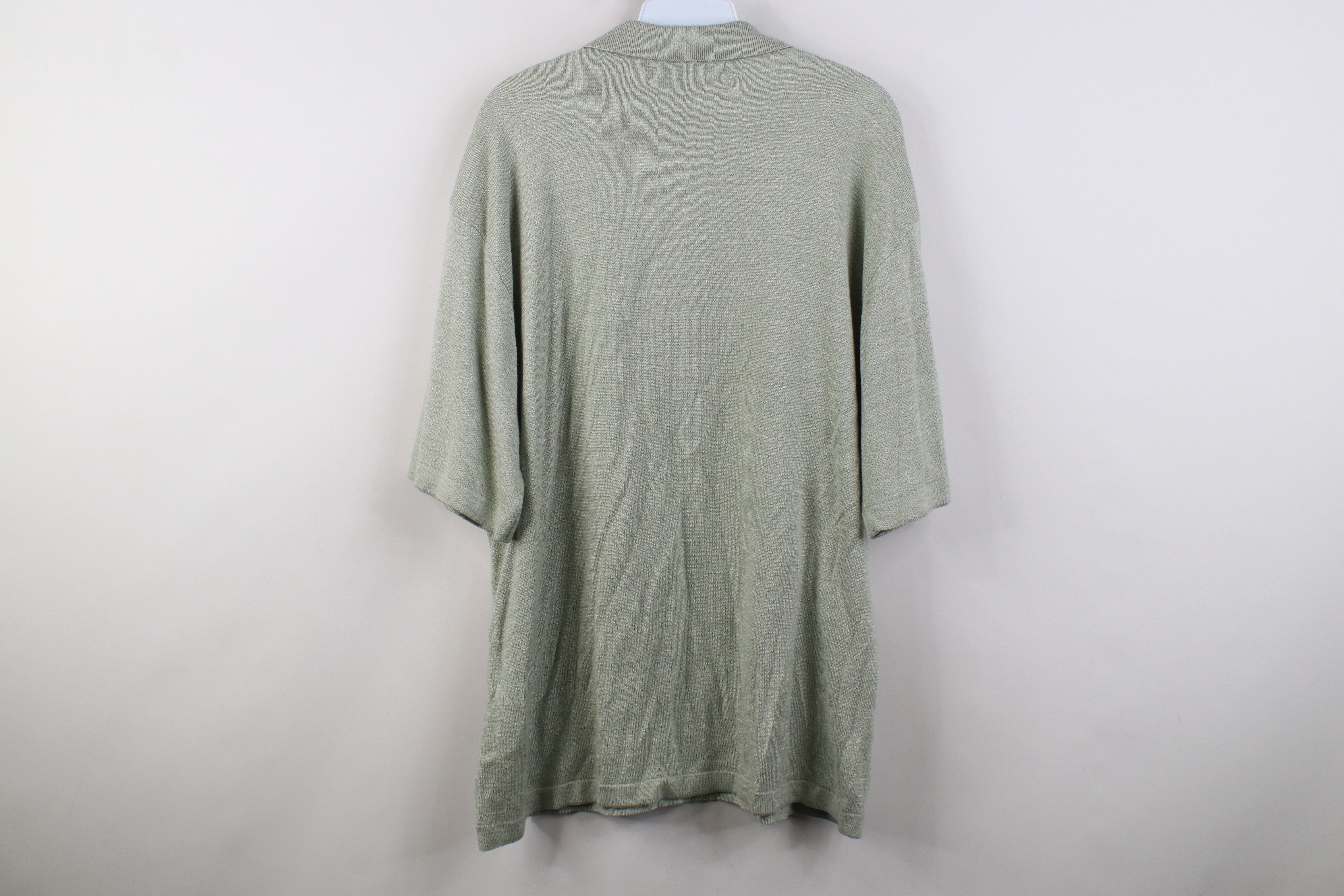 Vintage Vintage 90s Streetwear Knit Collared Polo Shirt Green Size US L / EU 52-54 / 3 - 10 Thumbnail