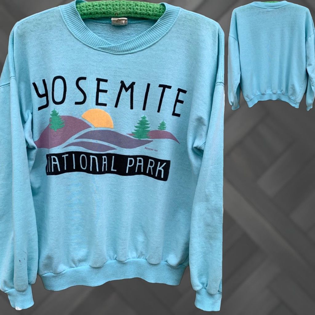 Vintage VINTAGE Caribe Yosemite National Park sweatshirt top long sleeve tee 1987 size S green Womens 80s 1980s Size S / US 4 / IT 40 - 1 Thumbnail
