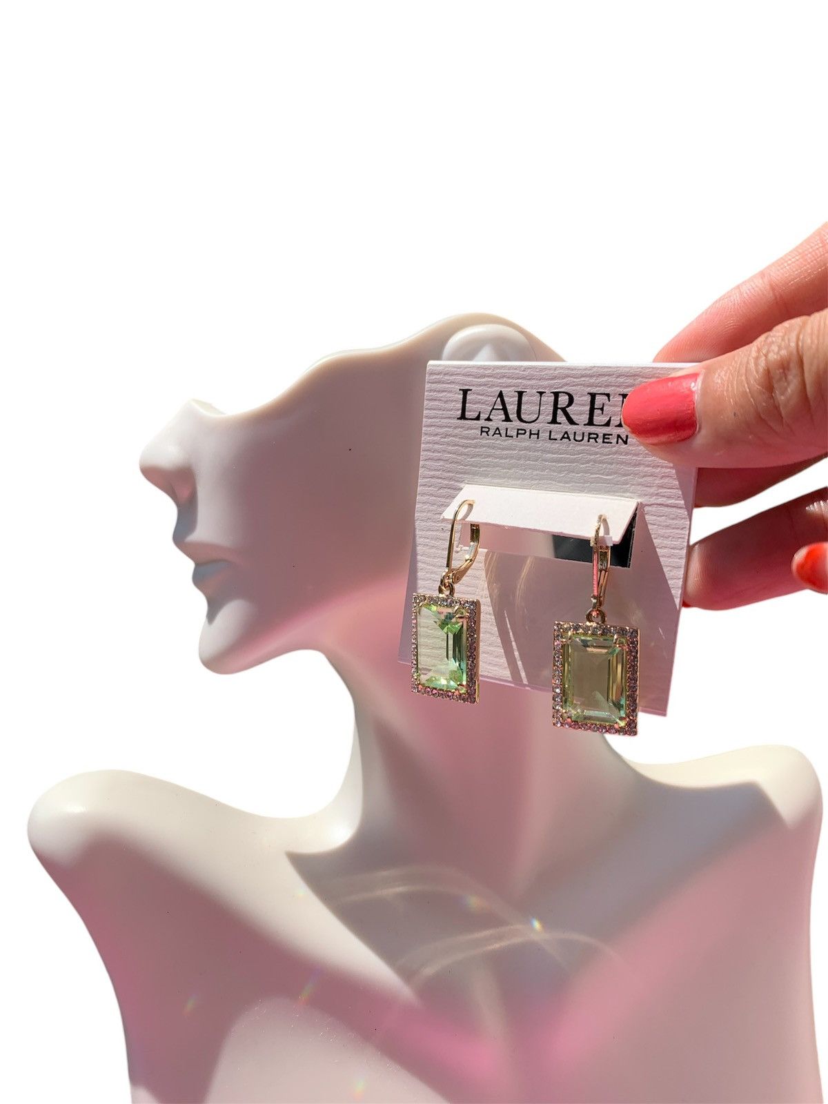 Lauren Ralph Lauren $45 LAUREN RALPH LAUREN Green Crystal diamond paved gold Size ONE SIZE - 2 Thumbnail