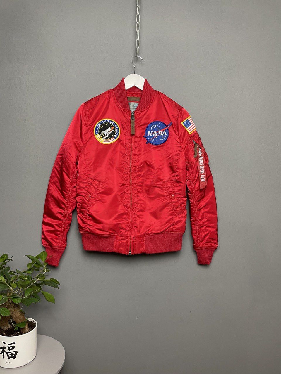Pre-owned Alpha Industries X Military Alpha Industries Nasa Ma-1 Bomber Jacket In Red