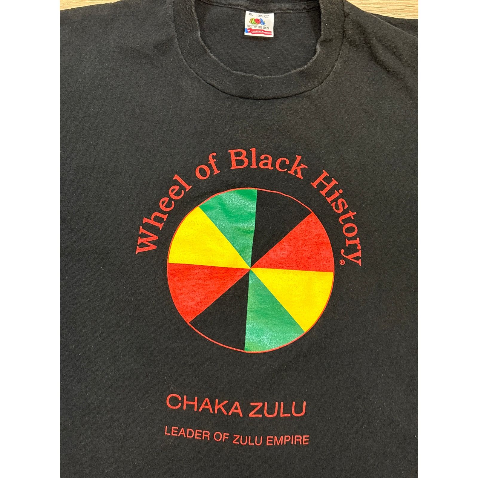 Fruit Of The Loom Vtg Wheel of Black History Chaka Zulu Leader XL shirt Size US XL / EU 56 / 4 - 2 Thumbnail