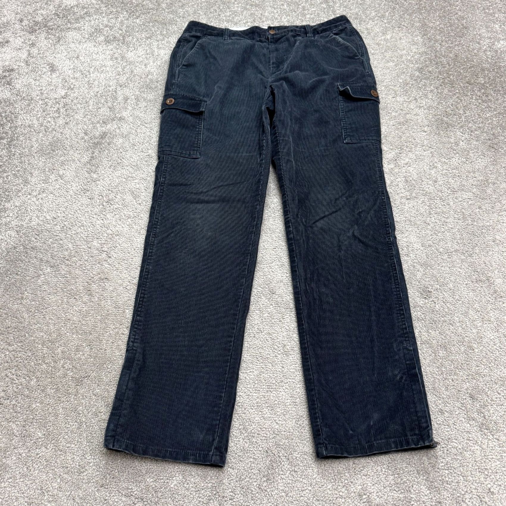 Vintage L.L. Bean Classic Fit Corduroy Cargo Pants Womens 12R Dark Blue Casual Outdoor Pants Size 34" / US 12 / IT 48 - 2 Thumbnail