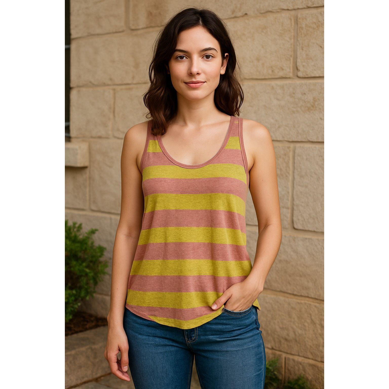 Banana Republic Banana Republic Linen Tank Top Sz S Pink Yellow Striped Race Size S / US 4 / IT 40 - 3 Thumbnail