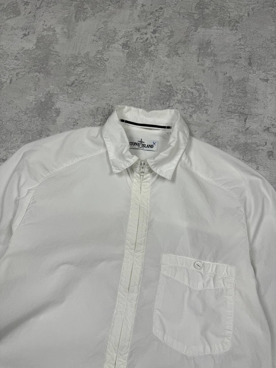 Stone Island Vintage Stone Island White Cotton Light Zip Overshirt Shirt Size US S / EU 44-46 / 1 - 6 Thumbnail