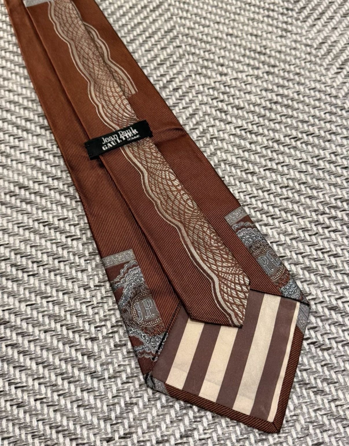 Jean Paul Gaultier Jean Paul Gaultier Geometric Emblem Woven Tie K24 Size ONE SIZE - 5 Thumbnail