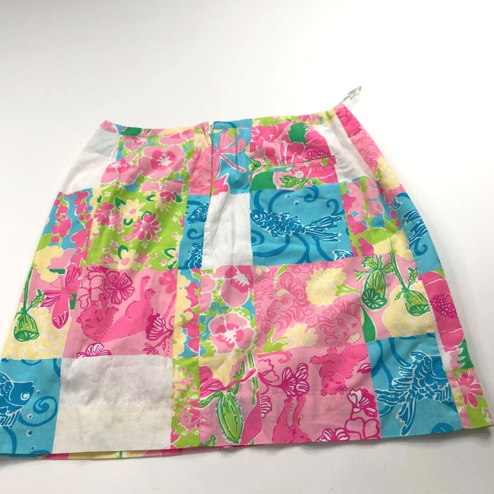 Lilly Pulitzer VINTAGE Lily Pulitzer 8 Skirt Floral Zip Flat Non Lined Mini Womens Short Mids 8 Size 30" / US 8 / IT 44 - 7 Thumbnail