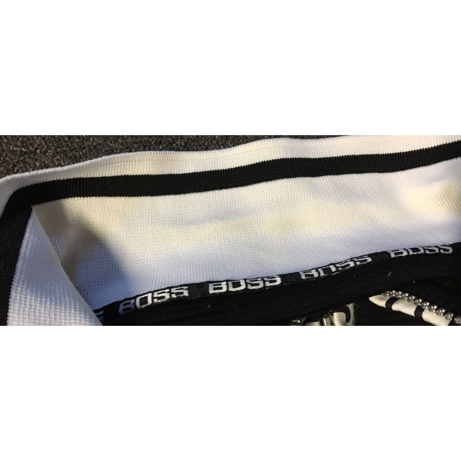Hugo Boss VINTAGE Hugo Boss Ribbed Spellout 1/4 Zip Polo Shirt XL Black Men's Shirt 90s Hip Hop Designer BOSS 1/4 Zip Polo Shirt XL Black Size US XL / EU 56 / 4 - 4 Thumbnail