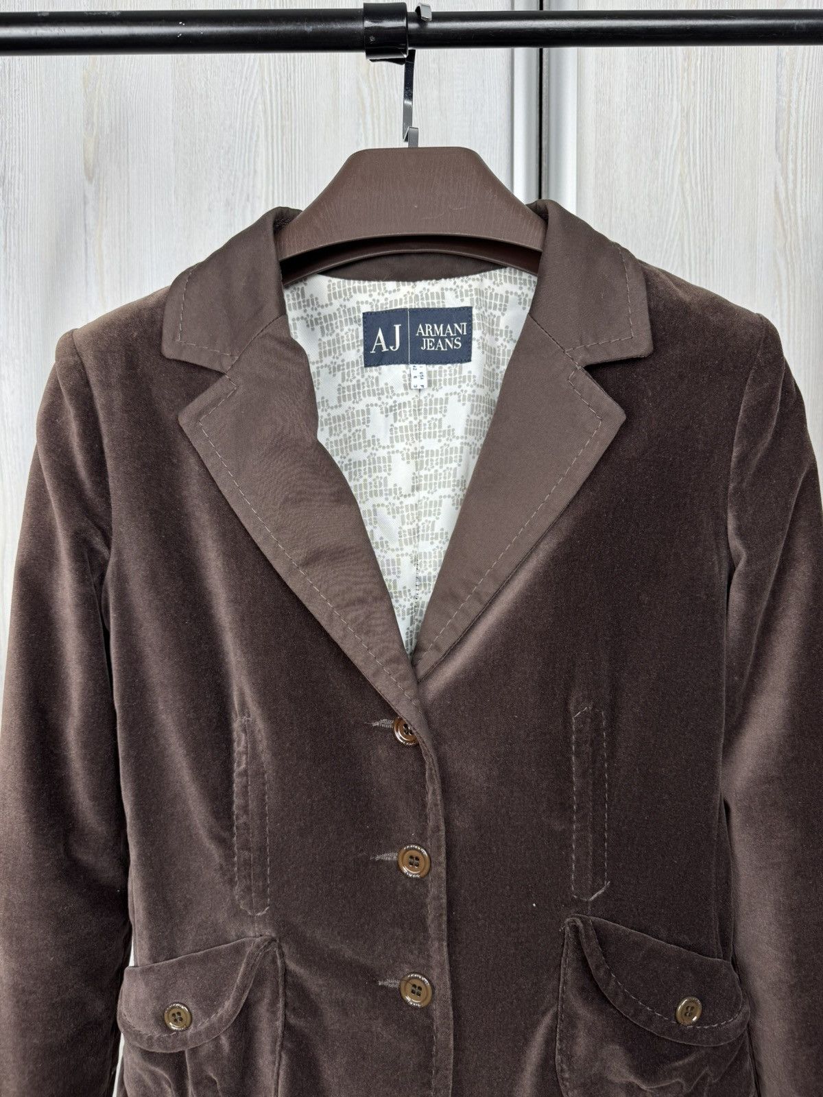 Armani Armani Jeans brown velour cotton 3 button blazer Size M / US 6-8 / IT 42-44 - 3 Thumbnail