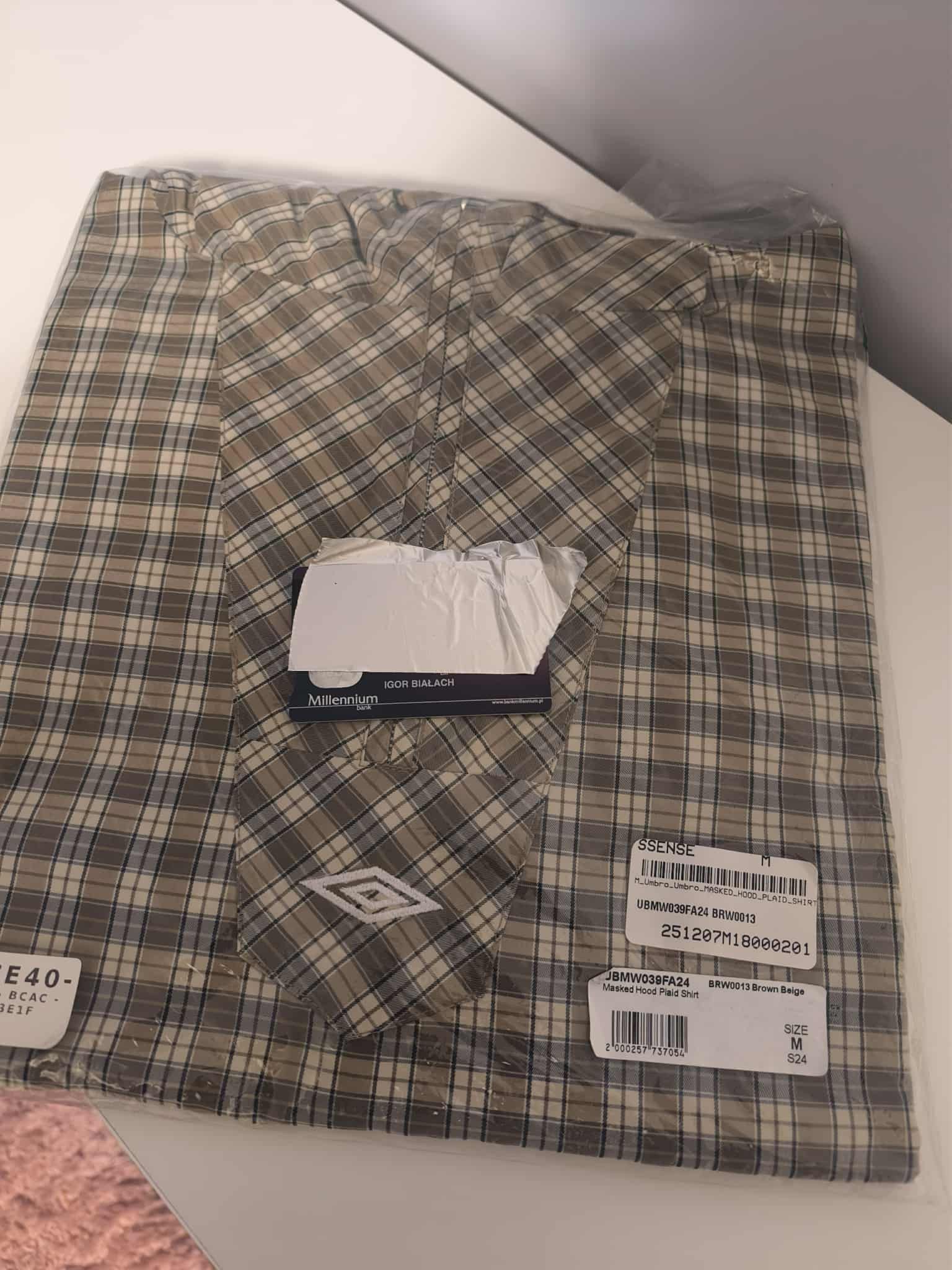 Slam Jam × Umbro Umbro Penalty Culture Masked Hood Plaid Shirt in Brown Beige Size US M / EU 48-50 / 2 - 2 Thumbnail