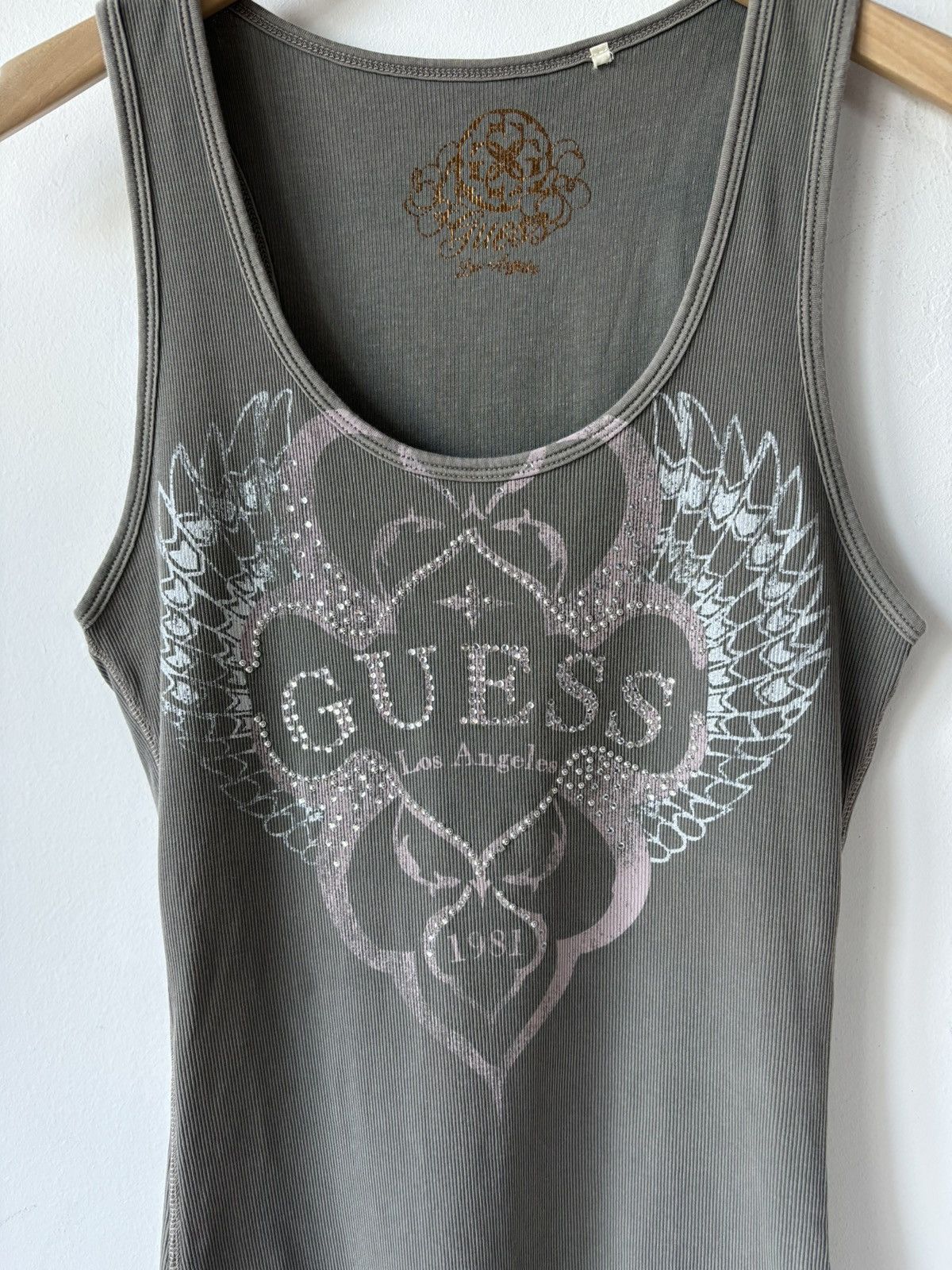 Guess Vintage 00s Y2K Guess Gliter Gray Tank Top Size M / US 6-8 / IT 42-44 - 2 Thumbnail