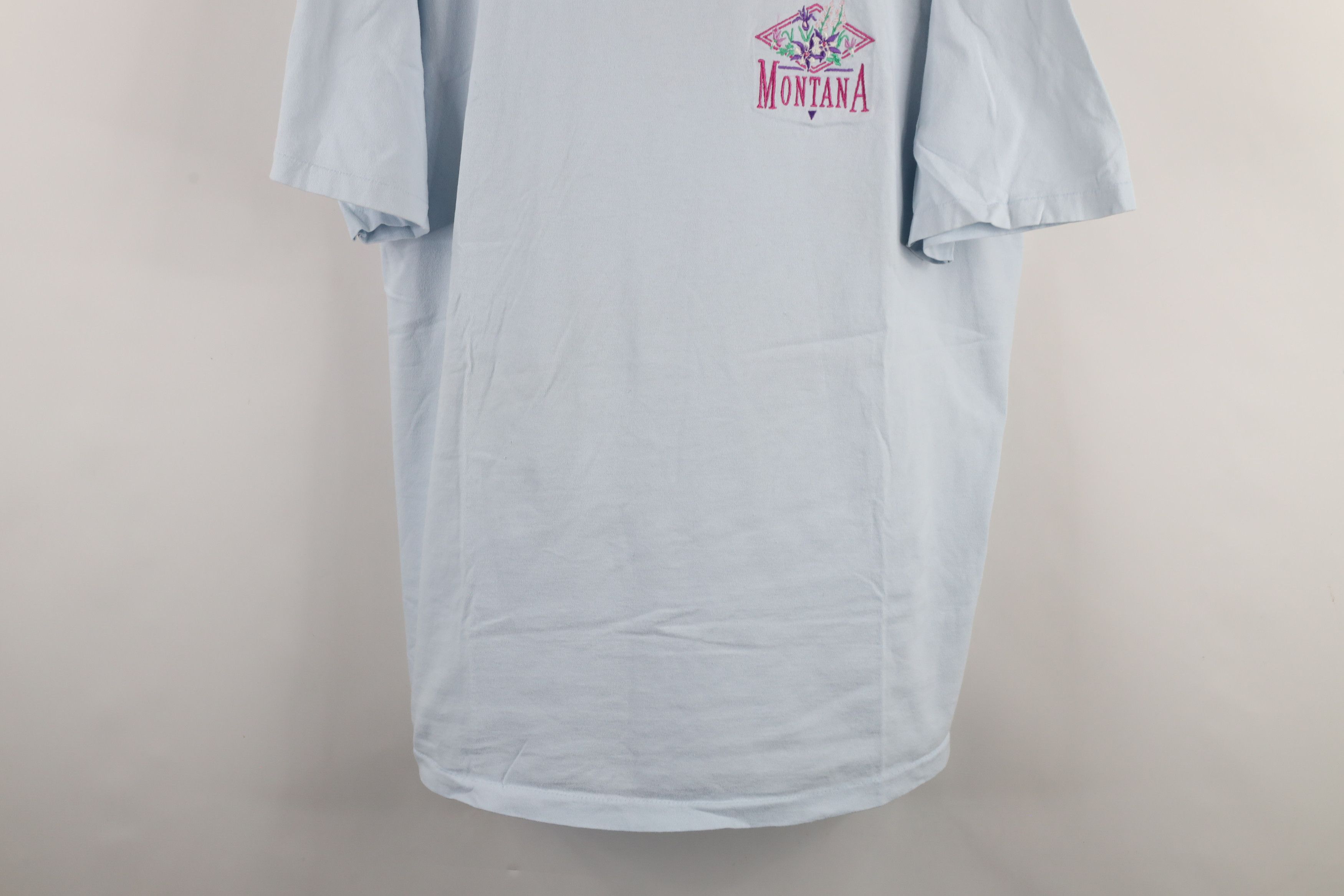 Vintage Vintage 90s Streetwear Montana Flowers T-Shirt Blue USA Size XXL / US 16-18 / IT 52-54 - 3 Thumbnail