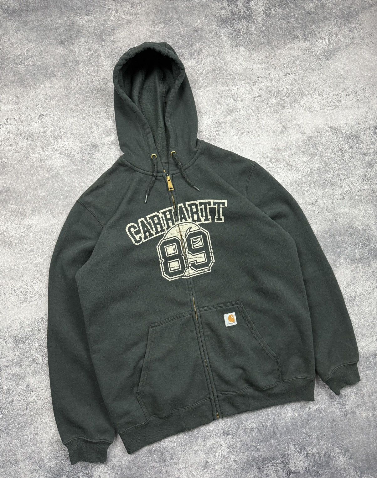 Carhartt Vintage Y2K Carhartt Big Logo Zip Up Hoodie Black Jacket Size US L / EU 52-54 / 3 - 3 Thumbnail