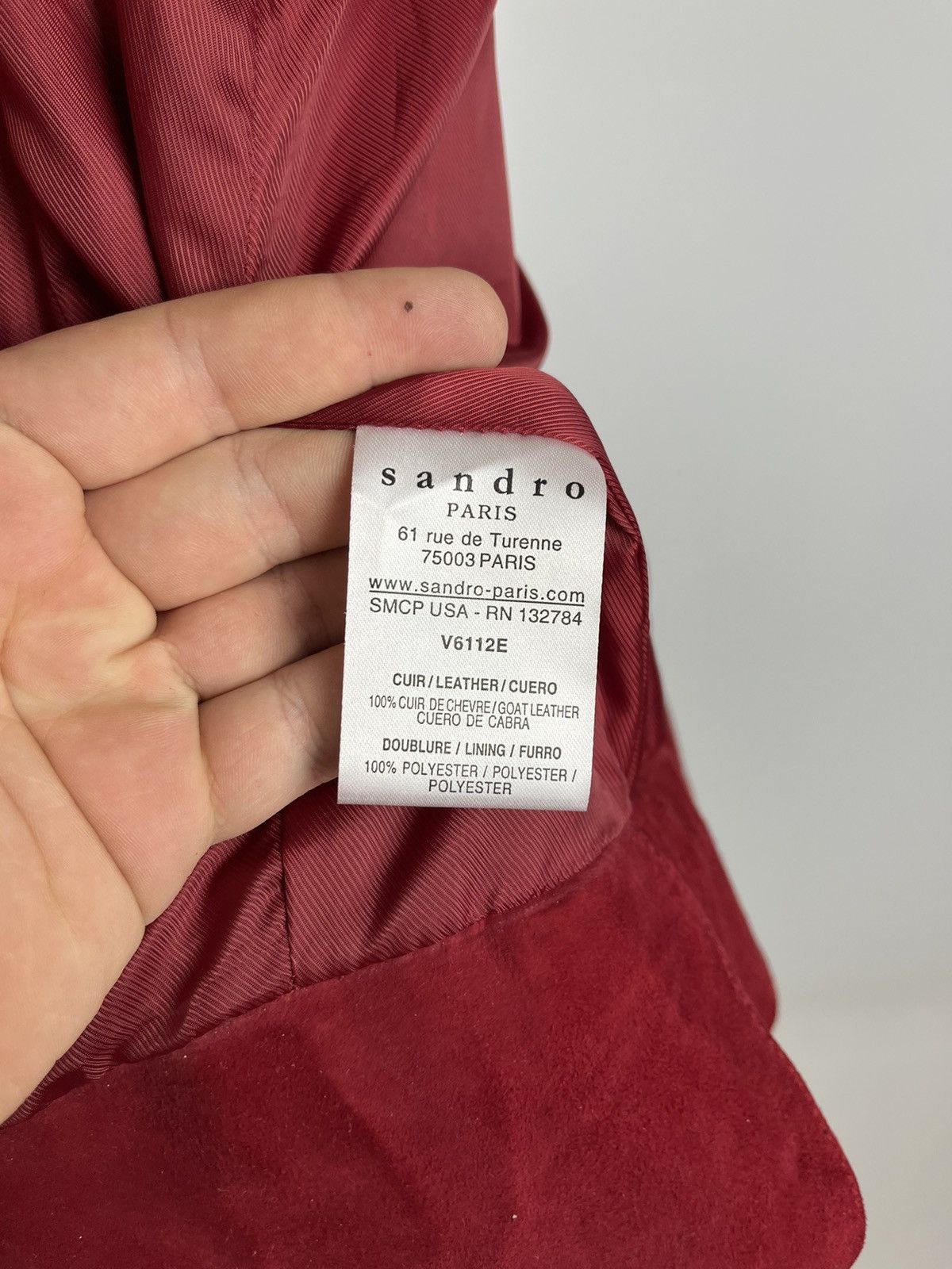 Designer × Sandro Womens leather jacket Sandro Paris Size 3 Color Red (0328) Size M / US 6-8 / IT 42-44 - 10 Thumbnail