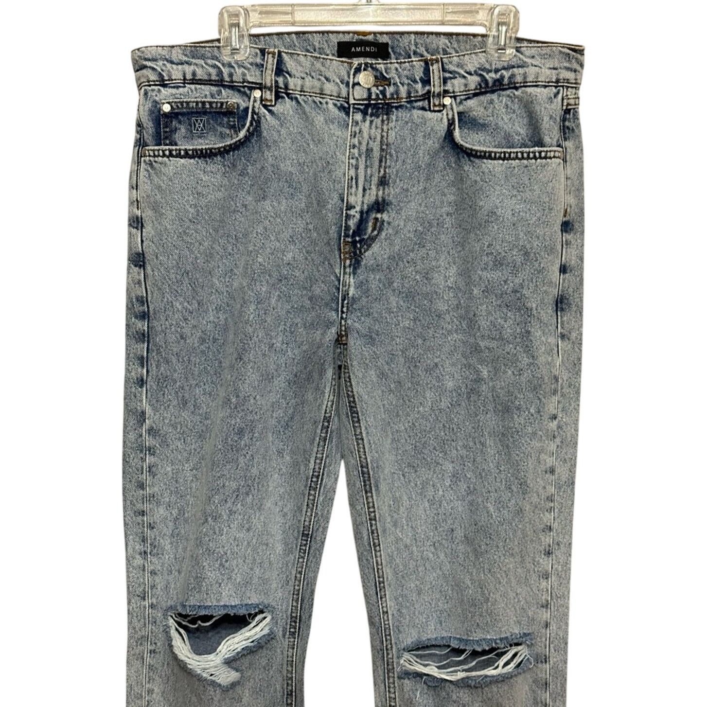 Other Amendi Straight Jeans Denim Distressed Blue Acid Wash M 36W Size US 36 / EU 52 - 2 Thumbnail