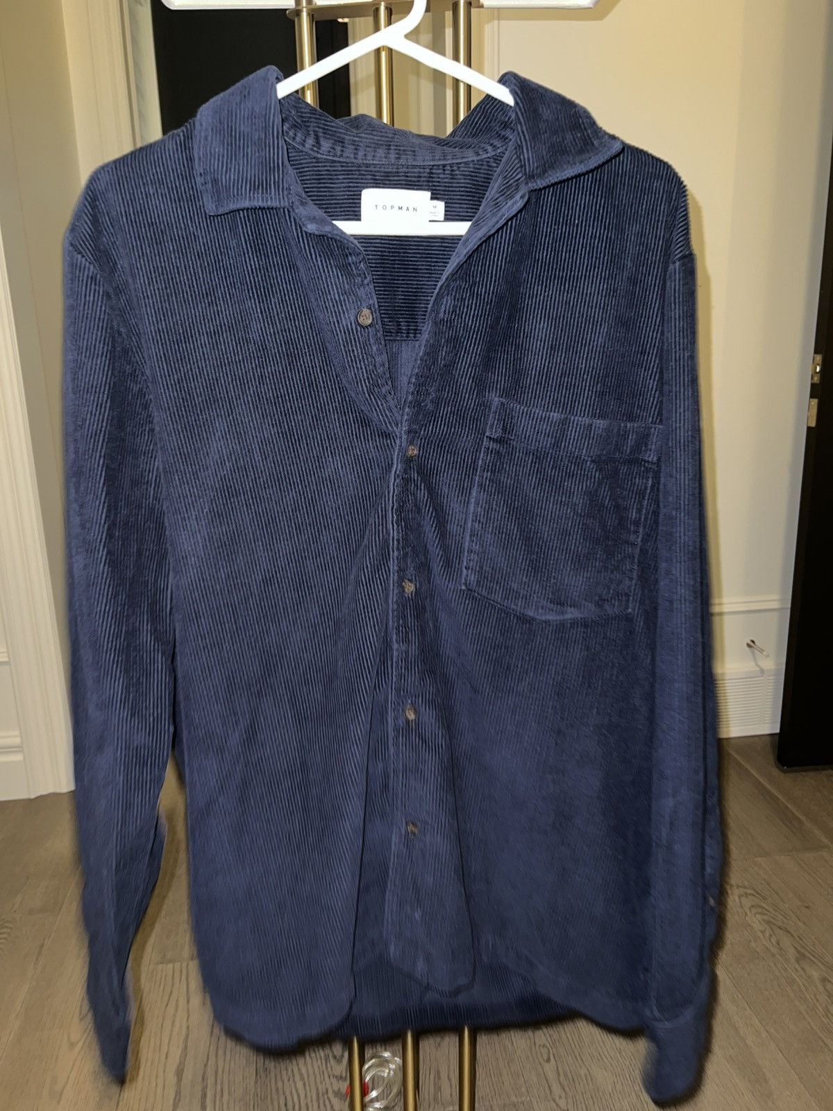 Topman Topman Navy Corduroy Button-Up Shirt – Size M Size US M / EU 48-50 / 2 - 1 Thumbnail