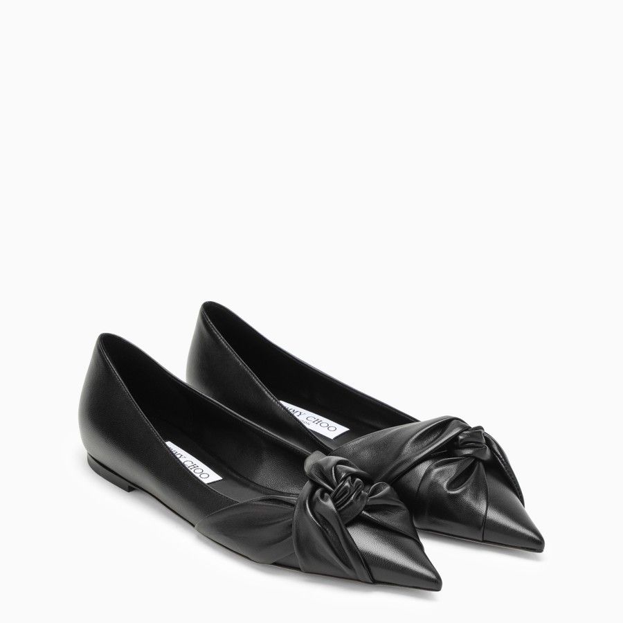 Jimmy Choo o1d2blof0824 Leather Flats in Black Size US 8 / IT 38 - 1 Thumbnail