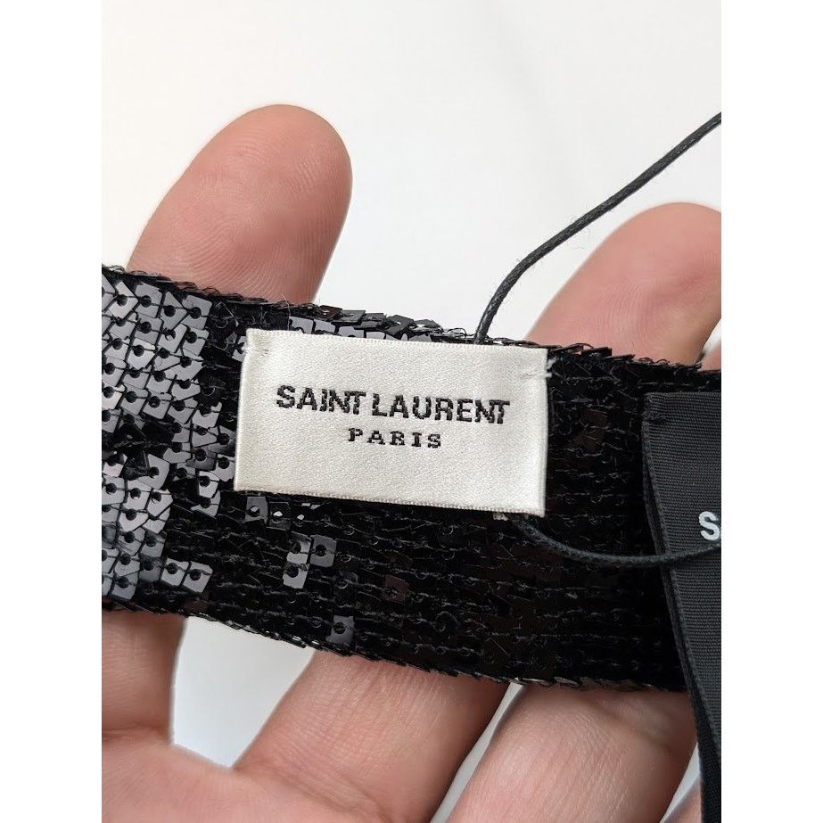 Saint Laurent Paris o1rshd1 Size: OS / Square Sequence Lavalliere Scarf in Black Size ONE SIZE - 15 Thumbnail