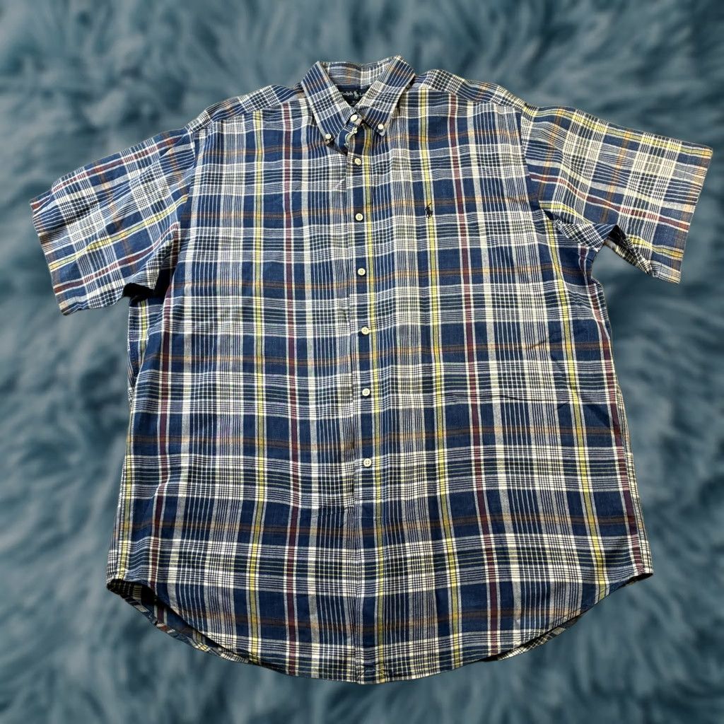Ralph Lauren VINTAGE Ralph Lauren Shirt XL Blue Plaid Button-Up Polo Pony Mens Short Sleeve Casual Travel Size US XL / EU 56 / 4 - 1 Thumbnail