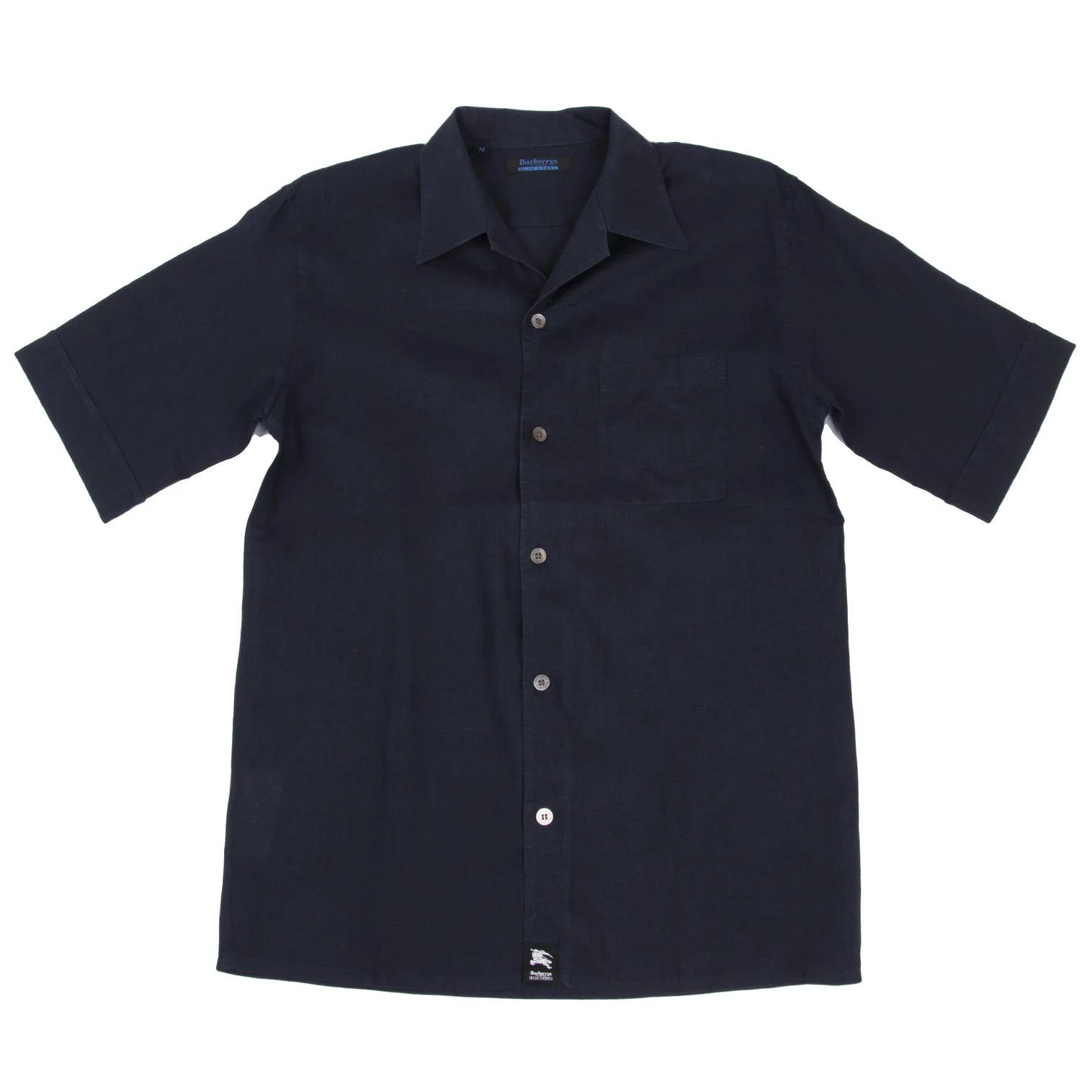 Burberry Linen Short Sleeve Open Collar Shirt in Navy M Size US M / EU 48-50 / 2 - 1 Thumbnail