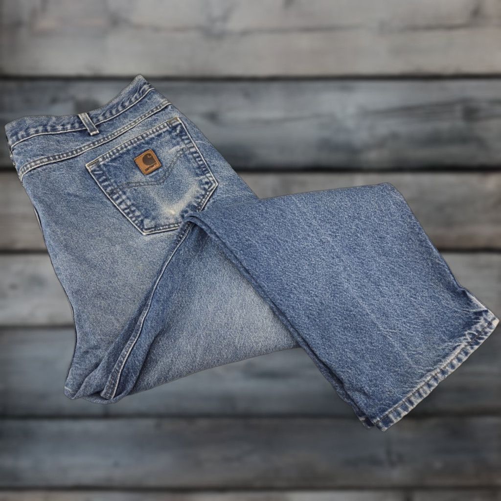 Carhartt Carhartt Jeans Distressed? No. Mens Denim Relaxed Fit Blue 44 x 30 B160 DTS - 5-Pocket Workwear Cotton Belt Loops Vintage? No Size US 44 / EU 60 - 1 Thumbnail