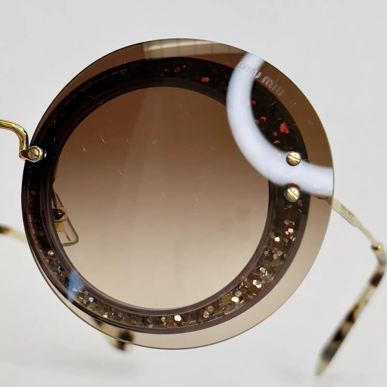 Miu Miu MIU MIU REVEAL MU10RS Gold Brown Glitter Fashion 10R Size ONE SIZE - 7 Thumbnail