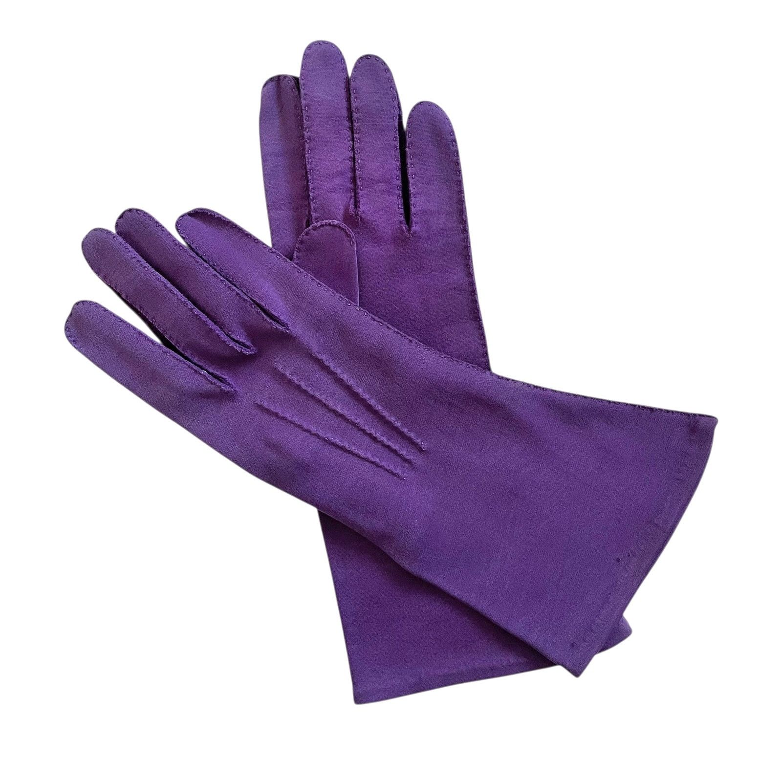 Vintage Vintage Purple Fabric Lower Forearm Evening Gloves Sz 6.5-7 Size ONE SIZE - 1 Thumbnail