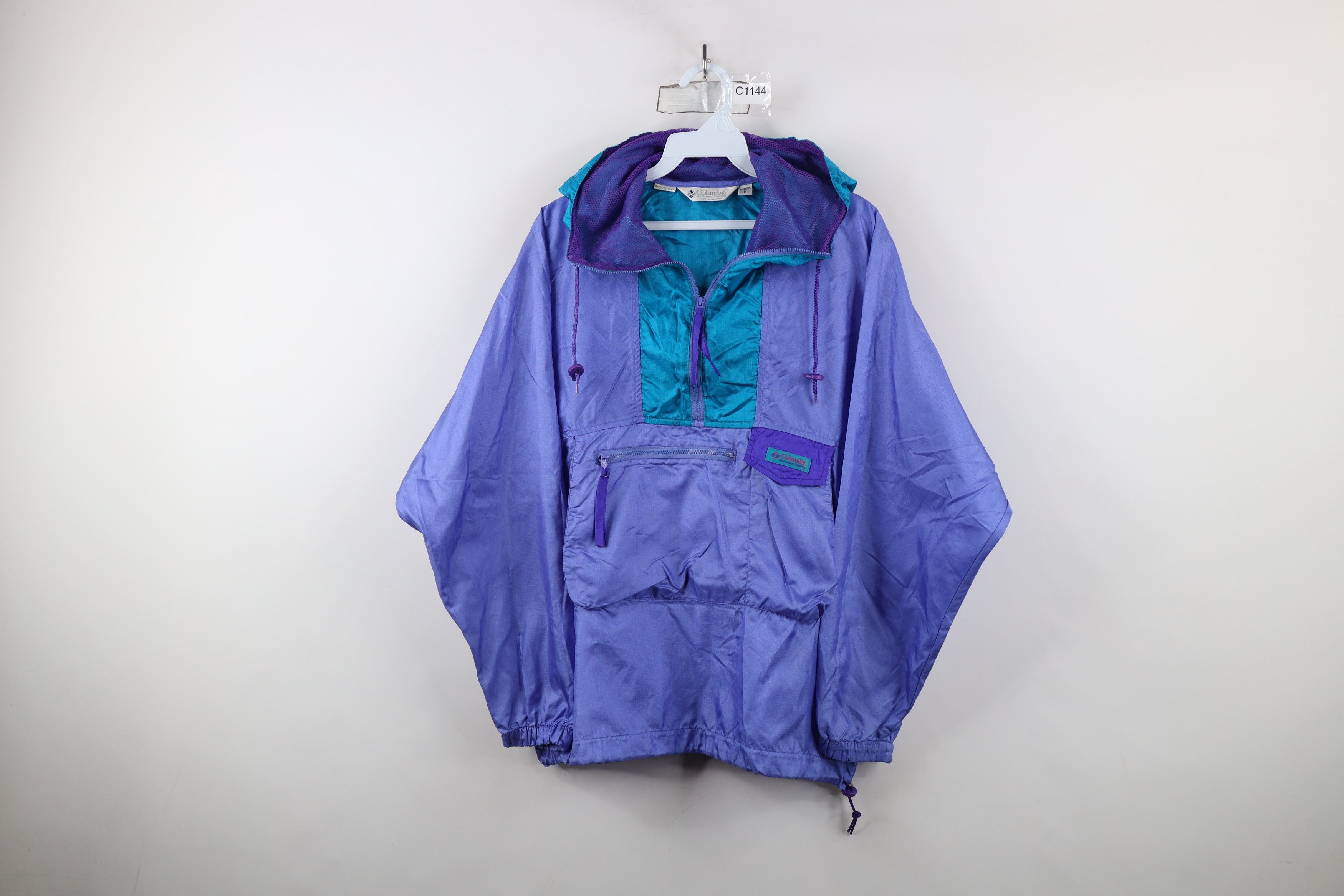 Vintage 90s Columbia Spell Hooded Anorak Windbreaker Jacket