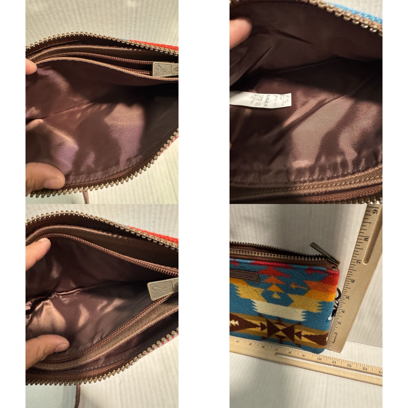 Pendleton PENDLETON Wool Crossbody Clutch Zipper Pouch Southwest Aztec Tribal Horse Pull Bag Women Small Navy Multicolor Geometric Crossbody Accessories Size ONE SIZE - 9 Thumbnail
