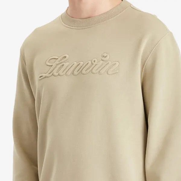 Lanvin oc11z0426 Debossed Script Logo Sweatshirt in Beige Size US L / EU 52-54 / 3 - 5 Thumbnail