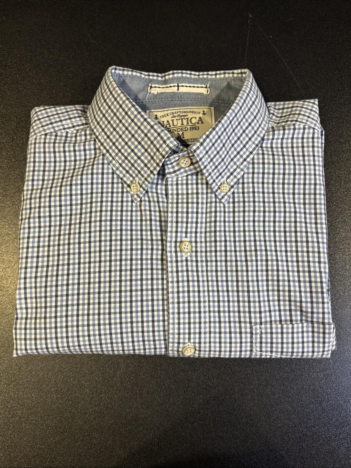 Nautica Nautica Shirt Men's Medium Blue Plaid LS Button Down (642) Size US M / EU 48-50 / 2 - 1 Thumbnail