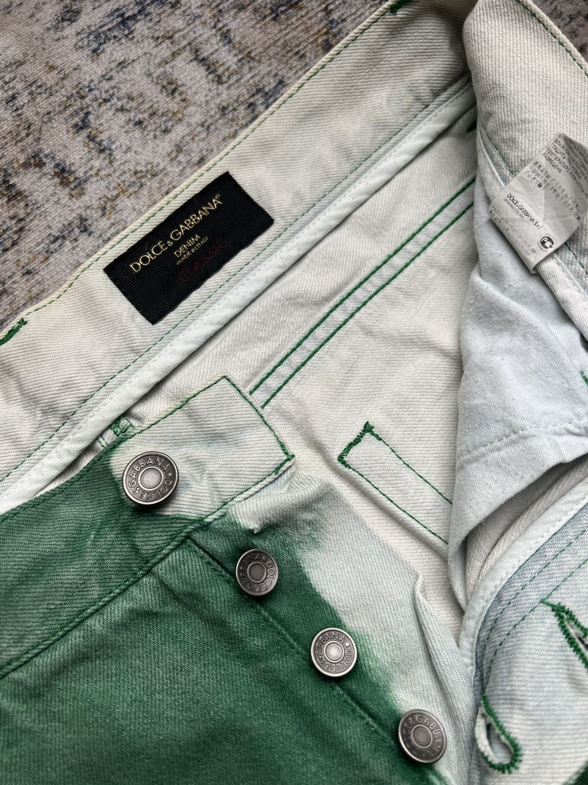 Dolce & Gabbana SS05 Dolce & Gabbana Distressed Raw Green Denim Size US 32 / EU 48 - 6 Thumbnail