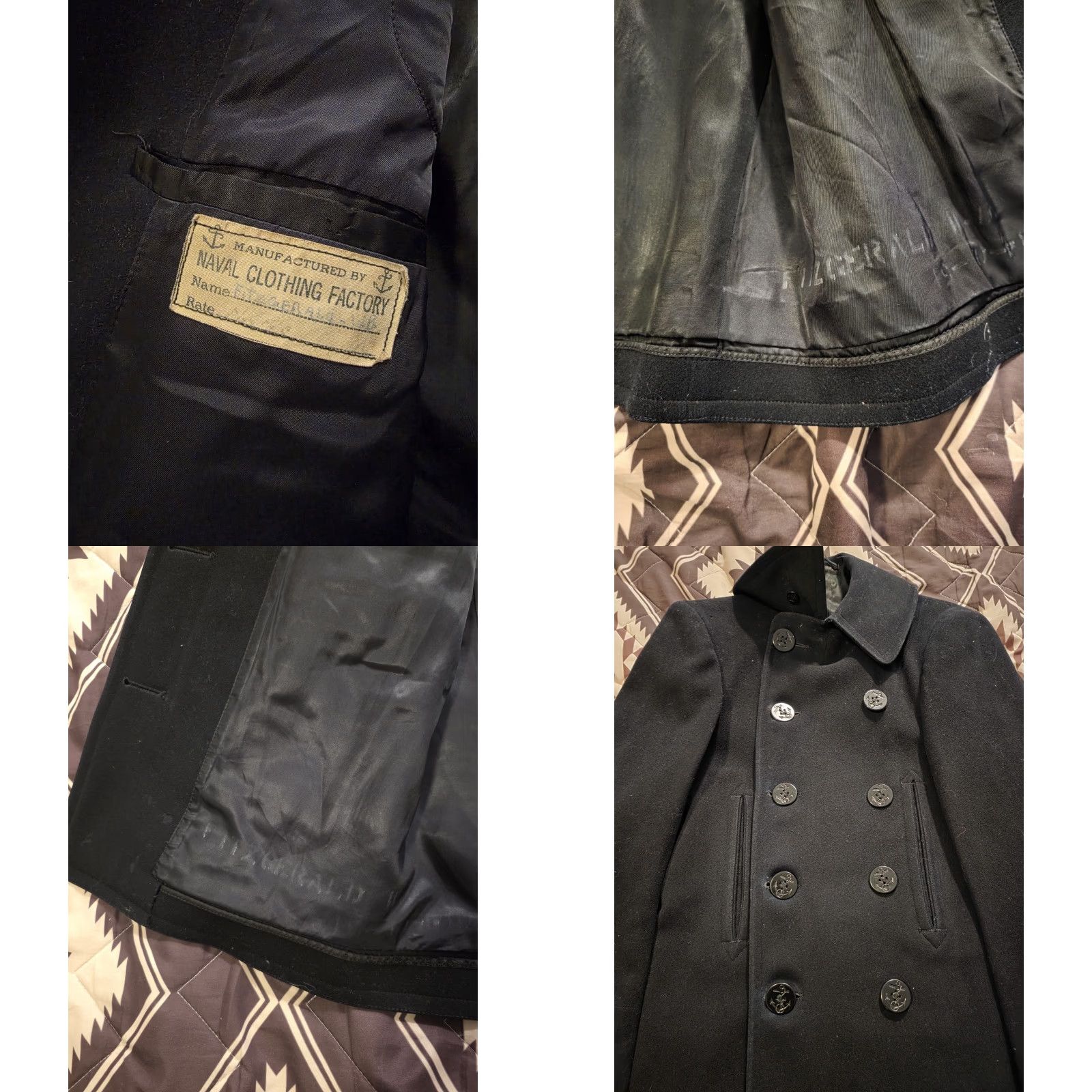 Vintage VINTAGE US NAVY Naval Clothing Factory WWII 40s Wool Pea Coat Mens Small 36R Black Wool Pea Coat USA Nautical Classic Vintage Coat Mens Small 34R Size US S / EU 44-46 / 1 - 8 Thumbnail