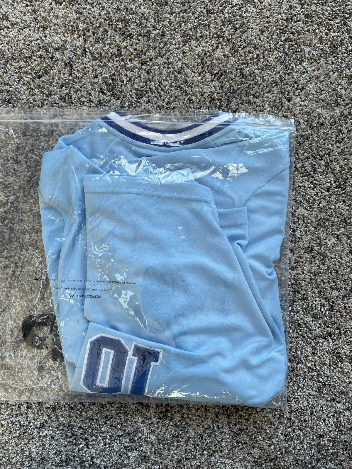 Fuck The Population FTP Script Pullover Baseball Jersey (Light Blue) Size US XL / EU 56 / 4 - 3 Thumbnail