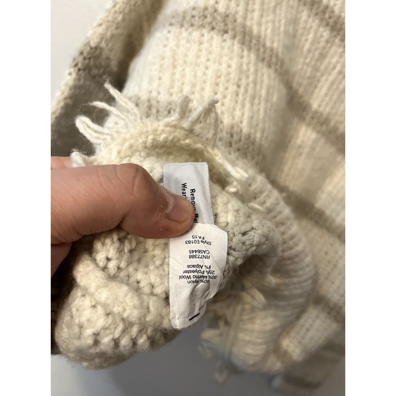 Madewell Madewell Sweater Womens Size XS Long Sleeve Wool Blend Knit Fringe Striped Color Beige Size XS / US 0-2 / IT 36-38 - 4 Thumbnail