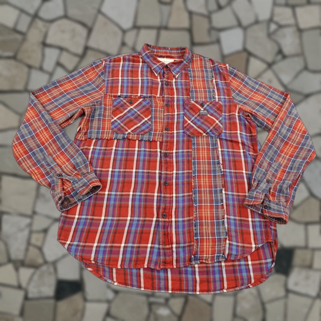 Ralph Lauren Denim & Supply Men's Plaid Button-Up Shirt Large Red Blue Casual Outdoor