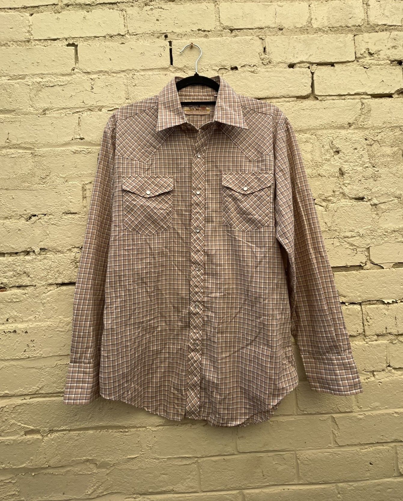 Wrangler Vintage 70s Western shirt Cowboy shirt button up Beige brown Size US M / EU 48-50 / 2 - 1 Thumbnail