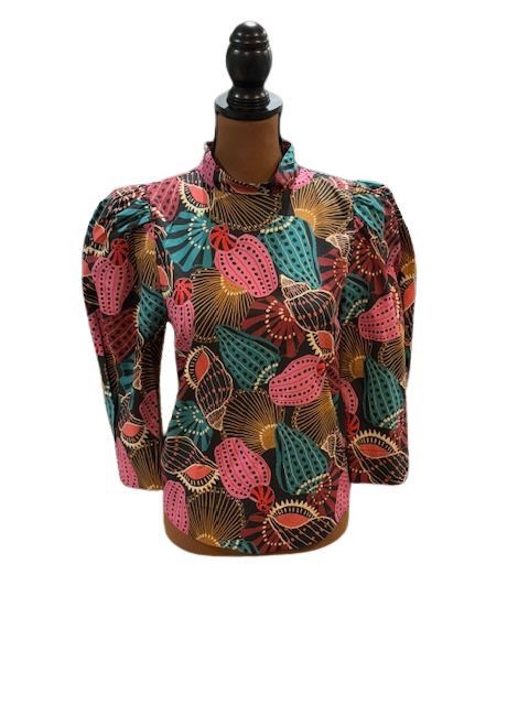 Farm Rio Mock Neck Long-Sleeve Shell Blouse Size S / US 4 / IT 40 - 1 Thumbnail